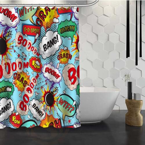 Custom Comic Pop Art Shower Curtain Waterproof Fabric Shower Curtain for Bathroom WJY1.17