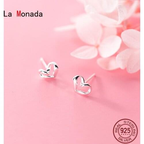 La Monada Heart Women Earrings Piercing Ear 925 Small Silver Earrings Fashion Girl Small Stud Earrings For Women Silver 925