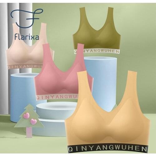 Flarixa Womens Push Up Bra Seamless Sports Bras Sexy Backless Invisible Underwear Without Bones Comfortable Frontless Bralette