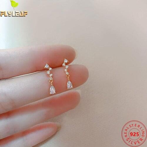 925 Sterling Silver Zircon Drop Stars Stud Earrings For Women 18k Gold Female Fashion Fine Jewelry
