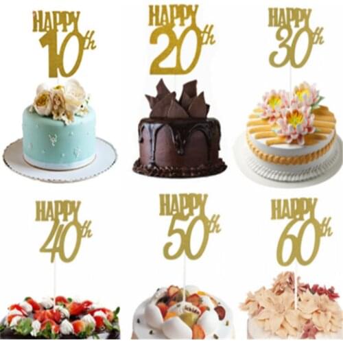 1pcs 10 20 30 40 50 60th Birthday Cake Decoration Adult Party Decoration Cake Topper Wedding Decoration Hen Party Bachelor Party