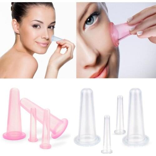 4 Pcs Massage Vacuum Cupping Set Silicone Cupping Cup Chinese Suction Cups Face Massage Cans Health Care Tool Dropshipping