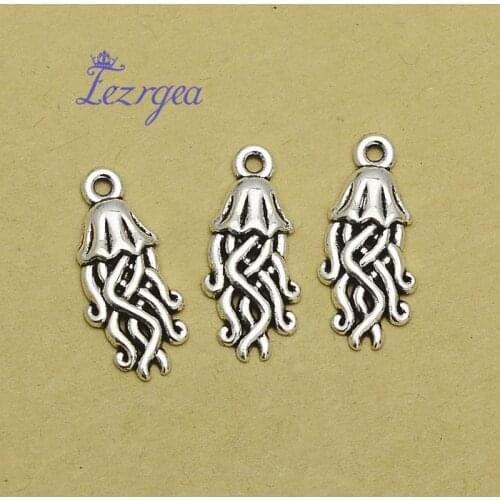 40pcs/lot--22x9mm, Jellyfish cham,Antique silver plated Jellyfish charms,DIY supplies,Jewelry accessories