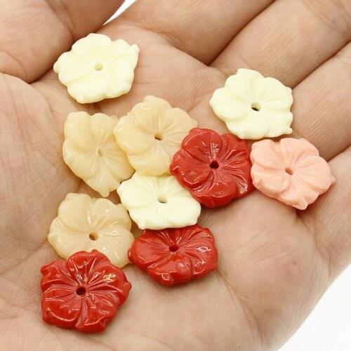 5pcs/bag Synthetic Coral Flower Flower Shaped Artificial Coral Loose Beads Hand Carved Flower 20mm DIY Jewelry Accessories
