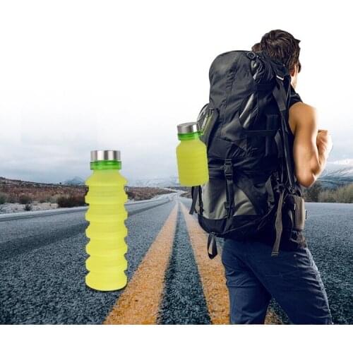 50pcs 550ML Portable Silicone fashion Folding Water Bottle Retractable Outdoor Climbing Travel Collapsible Sports Kettle DHL
