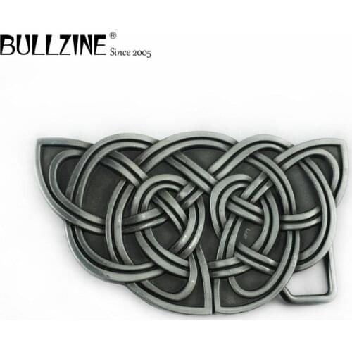 Bullzine zinc alloy western celtic knot belt buckle pewter finish FP-03390 LUXURIOUS cowboy jeans gift belt buckle