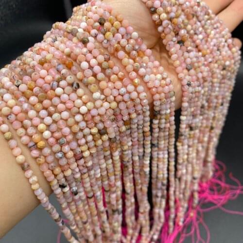 Natural Stone Beads Pink Opal Faceted Loose Beads 3mm For Jewelry Making DIY Necklace Bracelet Earrings Accessory