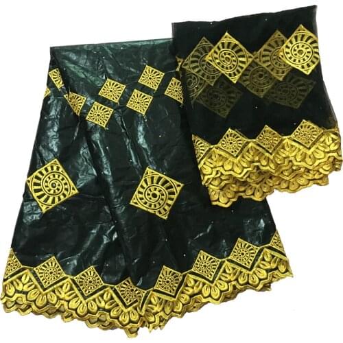 Black fabric cotton bazin fabrics guinea brocade fabric embroidery Textiles cloth african sewing material 5+2 yards/lot