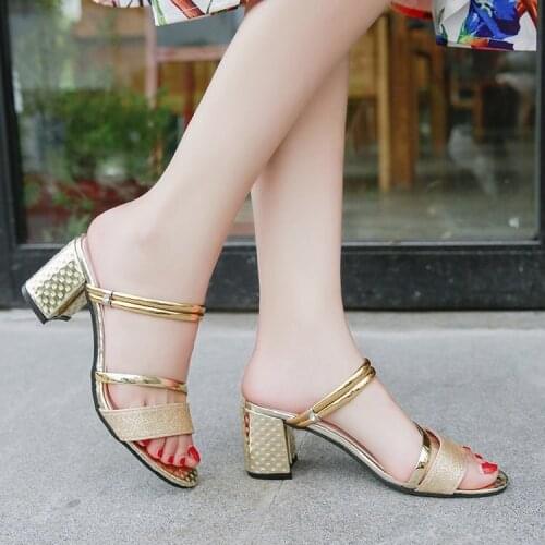 Womens Summer 2018 New Korean Version Of Toes, Wear A Single Word, Wear A Word To Drag Roughly With Two Wear Outdoor Cool Drag