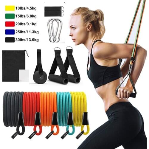 Latex Tube Resistance Elastic Bands Fitness Yoga Exercise Bands Workout Rope Gym Equipment for Home Bodybuilding Pull Rope Set
