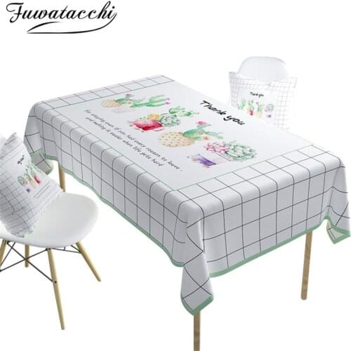 Fuwatacchi Plant Animal Print Plaid Table Cloth White Backgound Table Cover for Home Decor Rectangle Desk Wipe Covers Tablecloth