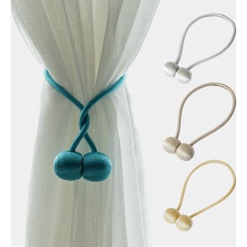 Magnetic Ball Curtain Tiebacks Tie Rope Accessory Rods Backs Holdbacks Buckle Clips Hook Holder Home Decor