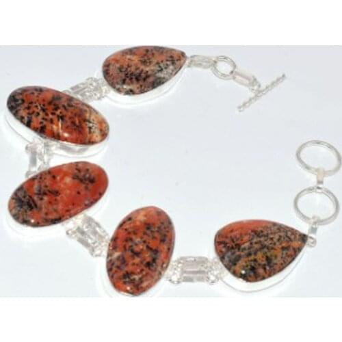 Honey Dendrite Opal Bracelet Silver Overlay over Copper, 24cm , B2971