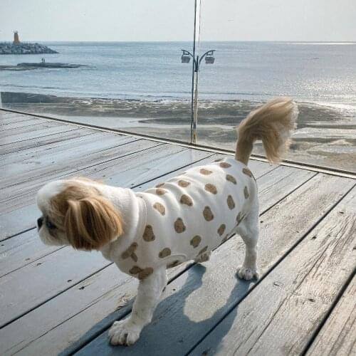 Cute cream bear pattern dog vest clothes for Small Medium Dogs Popular Korean Style Cotton Dog Vest Soft Dog Leisure