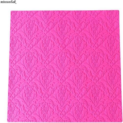 Minsunbak Lace Fondant Mat Sugarcraft Floral Lace Silicone Mat Wedding Party Cake Border Embossing Decoration Tool