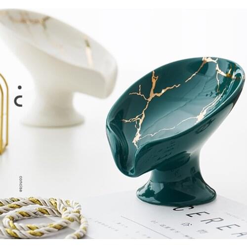 Marbled Soap Box Drain Soap Holder Box Ceramic Bathroom Shower Soap Holder Sponge Storage Plate Tray Bathroom Supplies Gadge