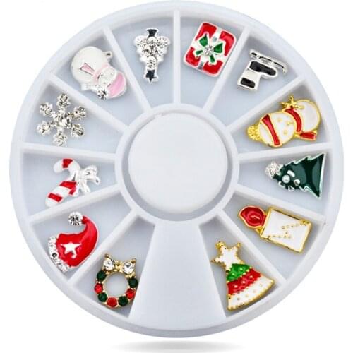 2015 New Christmas Alloy Nail Art Decorations 3d Charm Glitter Rhinestone Nail Wheel DIY Manicure Styling Tools