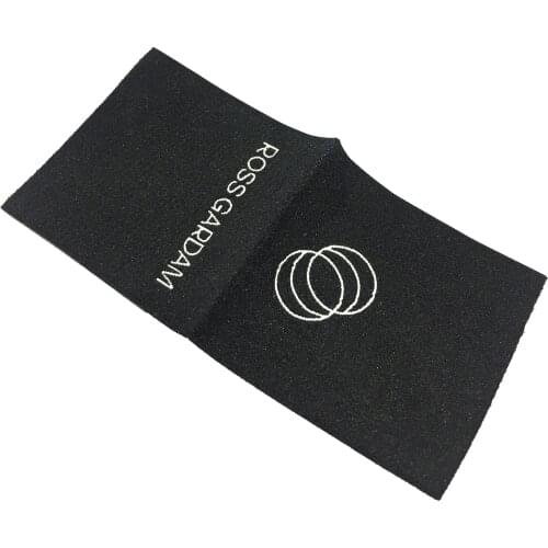 Wholesale Cheaper Custom Brand Logo Design Black Center Fold Damask Woven Label For Garment