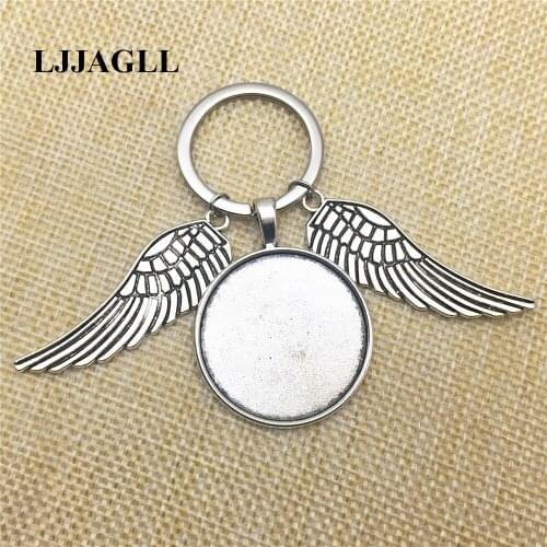 Angel Charm 2pcs Silver Metal Big Wings Pendant Fit 30mm Cabochon Set Vintage Movie Key Chain Diy Jewelry Make AYSQ200