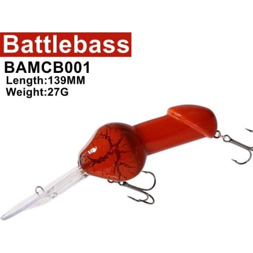 1Pcs Big Minnow Hard Fishing Lure 14cm 27g Diving 2-3M Swimbait Funny Penis Rattle Bait Crankbait Spinner Bass With Treble Hooks