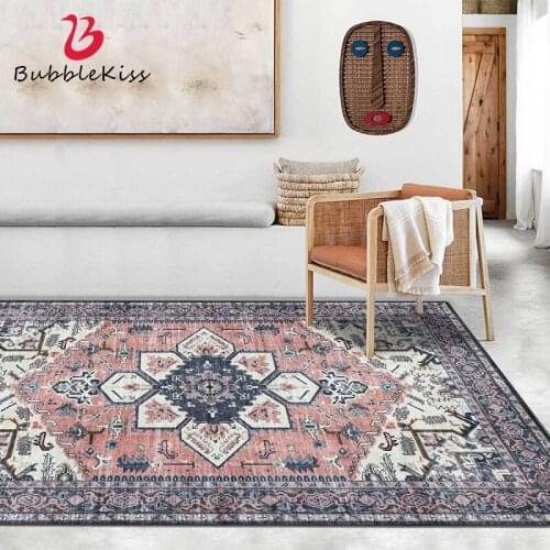 Bubble Kiss Ethnic Style Colorful Flower Pattern Carpets for Living Room Home Customized Area Rugs for Bedroom Non-slip Mats