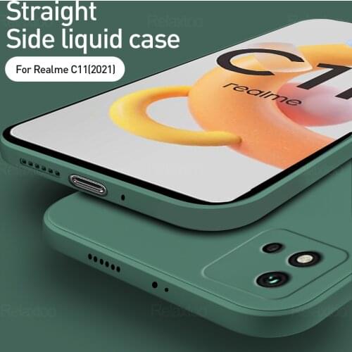 Luxury Original Square Liquid Silicone Case For OPPO Realme C11 2021 Shockproof Soft Phone Cover Shell Funda For Realmy C 11 11C