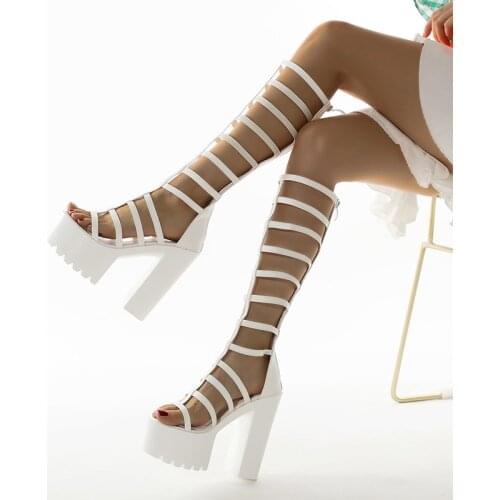 6 Inches Ribbons stripper heels High heels Sandals Platform Full dress Sexy Show Models Party Nightclub Mature Retro Gladiator