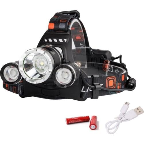 LED XML T6+2*R2 Headlamp Waterproof Head Lamp Headlight USB Rechargeable 18650 Battery Flashlight 4 Modes Head Torch Lights