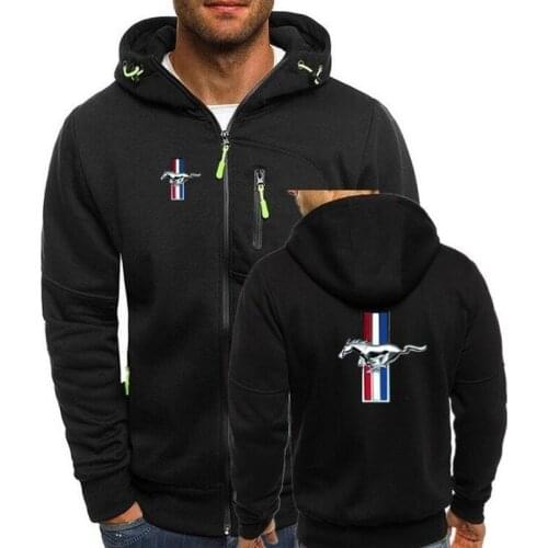 For Mustang Hoodies Men Personality Zipper Sweatshirt Male Hoody Tracksuit Hip Hop Autumn Winter Warm Hoodie Bomber Jacket
