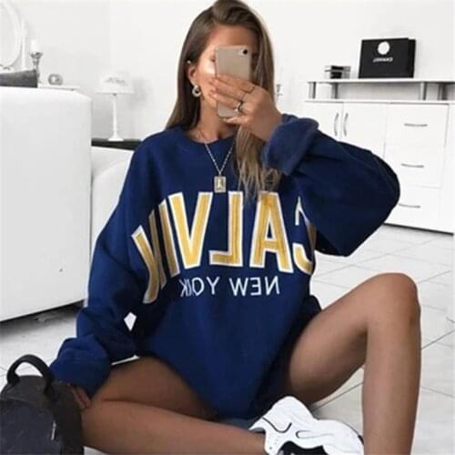 Harajuku Letters Printe O-Neck Sweatshirt Oversize Autumn Winter Thick Loose Pullover Long Sleeve Warm Sweatshirts for Women