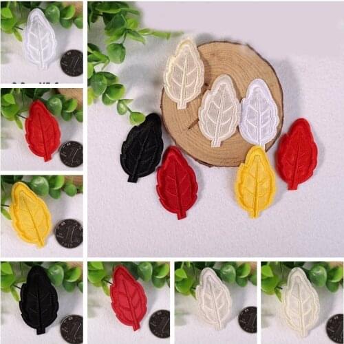 High quality Embroidery Fashion Leaf Patch Iron On Stickers Umbrella Appliques Cute Patches For Stickers Badges DIY Accessories