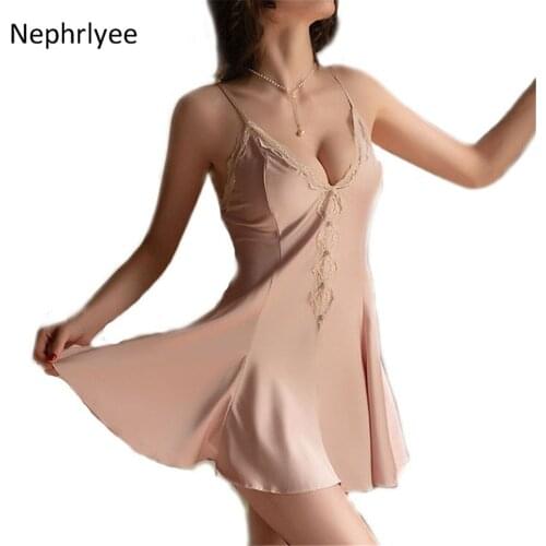 Women Pajamas Sets Faux Silk Pajamas Sleepwear Lace Wedding Night Dress