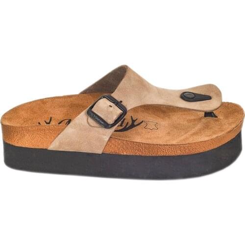 Moosefield Genuine Leather Beige Women 'S Slippers