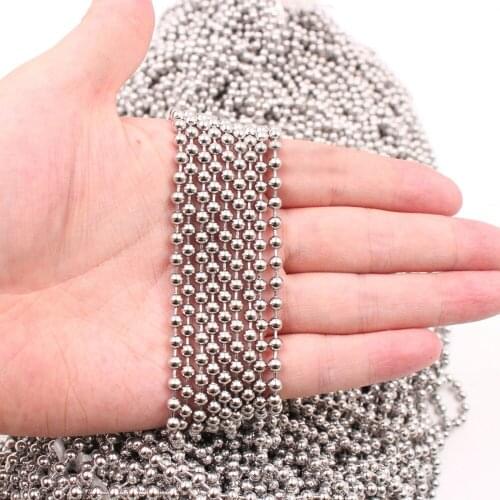 1.5/2/2.4/3/3.2mm 5-100meters Silver Color Stainless Steel Wholesale Bulk Beads Ball Chain Link Fashion Unisexs DIY Jewelry