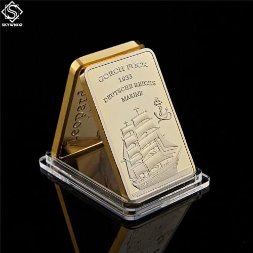 1933 Gorch Fock Deutsche Reichs Marine 999/1000 Reichs Gold Deutschland Cross Gold Bullion Bar Collect Sailboat Anchor Gift