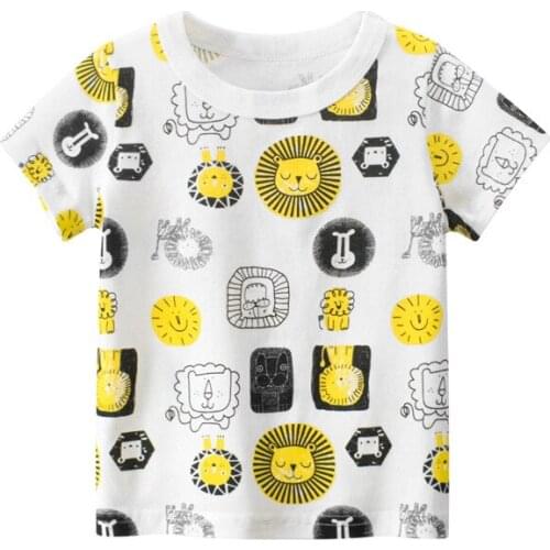 27Kids Lion T-shirt Cartoon Pattern Clothes Boys Summer Tee Girls Tee Children Tops