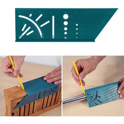 Woodworking Gauge Ruler 3D Mitre Angle Measuring Square Measure Tool 45 Degree and 90 Degree Angles T-type Ruler