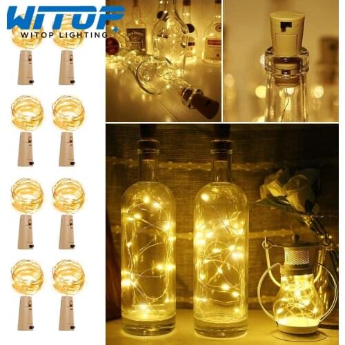 6Pcs/lot Cork Wine Bottle Light 2M 20LED DIY LED String Lighting Strip For Garland Party Wedding Christmas Halloween Bar Decor