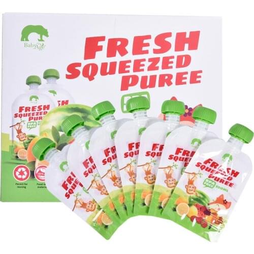 8 Pack/set Baby Reusable Food Supplement Bag Homemade Puree Portable Fruit And Vegetable Food Pouch