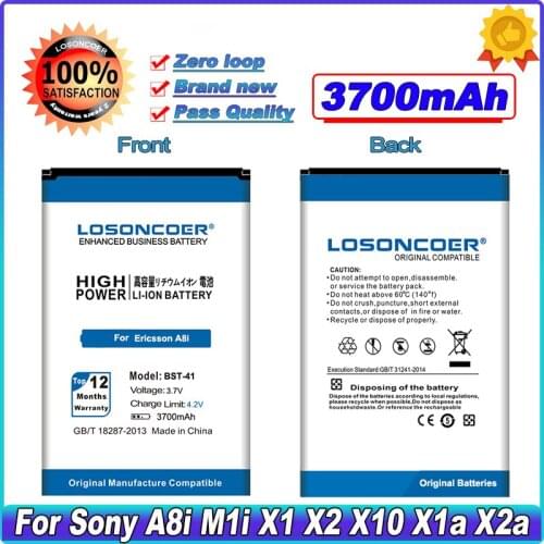 LOSONCOER 3700mAh BST-41 BST41 For Sony Ericsson Xperia PLAY R800 R800i A8i M1i X1 X2 X2i X10 X10i / Play Z1i Battery