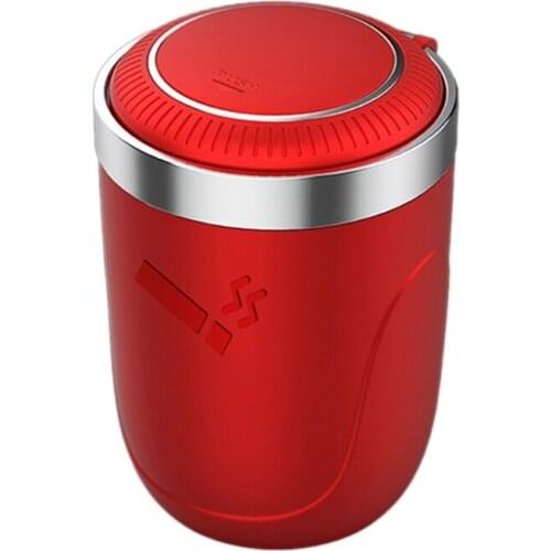 Car Ashtray with LED Light Push Type Multifunctional Auto Vehicle Cigarette Ashtray Holder Interior Decoration F19A