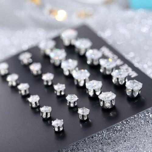 12 Pair/set Shiny Women Men Crystal Jewelry Accessories Earrings Oorbellen Wholesale Wedding Party Stud Earrings
