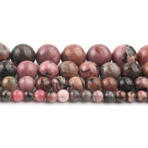 2/3/4/6/8/10mm Natural Black Lace Rhodonite Stone Beads Round Loose beads for Jewellery Making Diy Bracelet Strand 15"