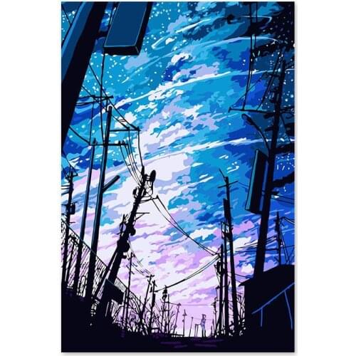 Digital oil painting anime and animation street in the evening your name paintings by numbers landscape