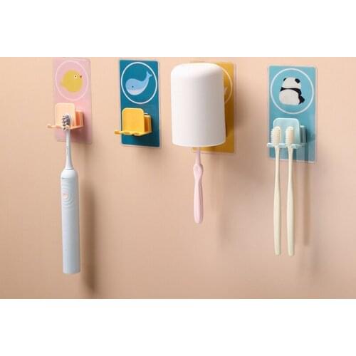 Toothbrush Holder Gargle Cup Wall-mounted Toilet Wall-mounted Storage Rack Cylinder Set Device Rack Punch-free Animal Pattern
