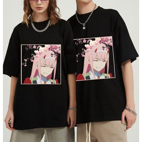 DARLING In The FRANXX T-Shirt Men Cotton T Shirt Anime Zero Two 02 Clothes Anime Tops Tees Streetwear Plus Size Tshirt