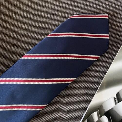 Kingsman tie the golden circle neck tie business formal suit tie pink strips in navy