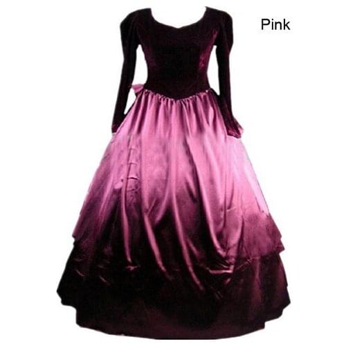 GT027) Party Womens Long PrincessGothic Victorian Costumes Halloween Full Sleeve Customized