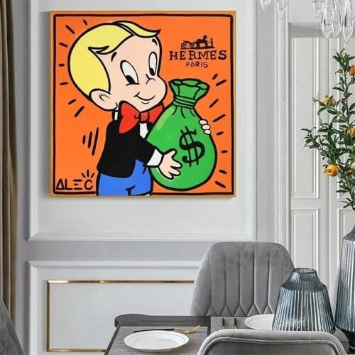 Canvas Painting Rich Money Boy Posters and Prints Wall Graffiti Art Picture for Living Room Office Home Decor Cuadros