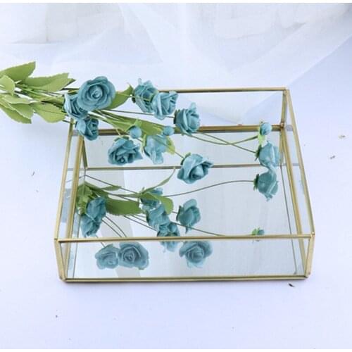 Retro Geometry Glass rectangular uncovered storage box Jewelry Accessories Multifunction Storage Box Display Box Storage